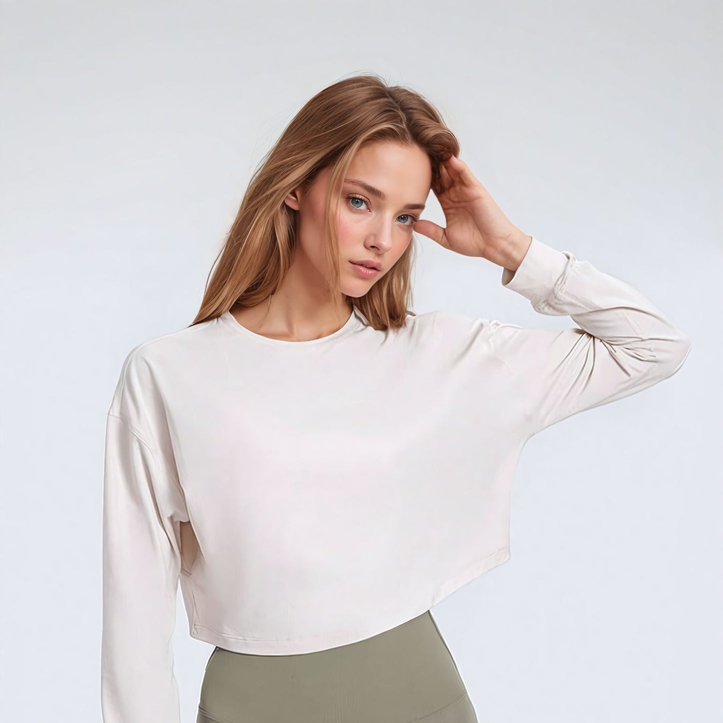 Jacquard Crop Long Sleeve Crop T-shirt