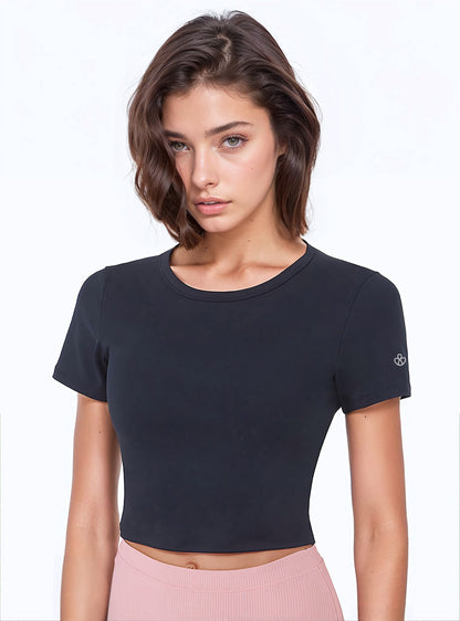 Short Sleeve Compression Crop T-Shirt