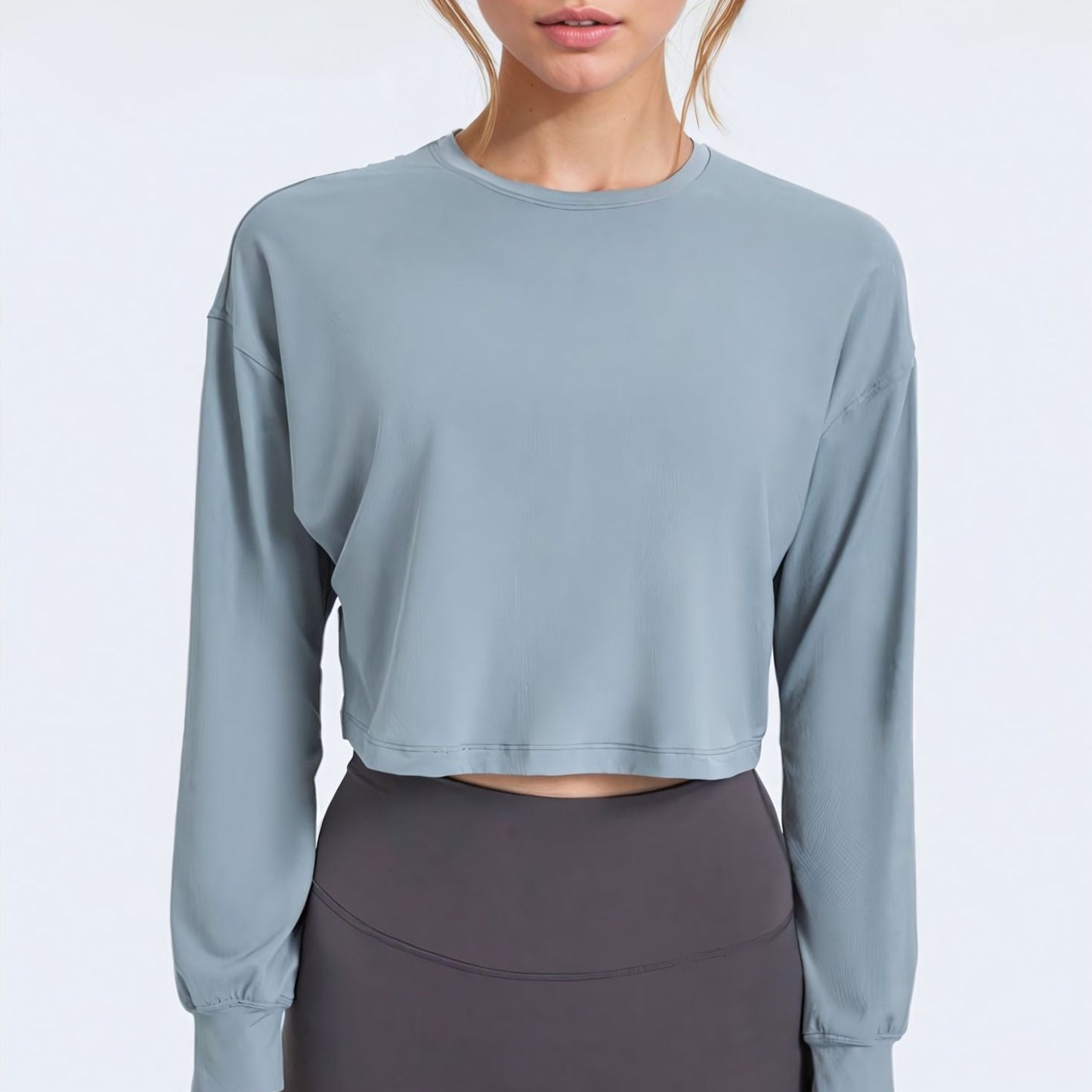 Jacquard Crop Long Sleeve Crop T-shirt