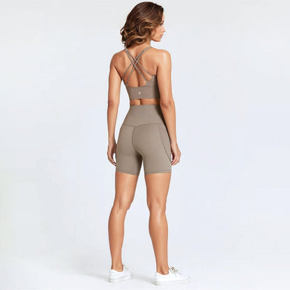 elea pocket shorts set-sandstone