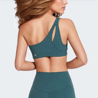 One Shoulder Ribbed Yoga Top