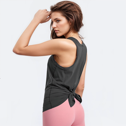 elea tie-back tank in black classic