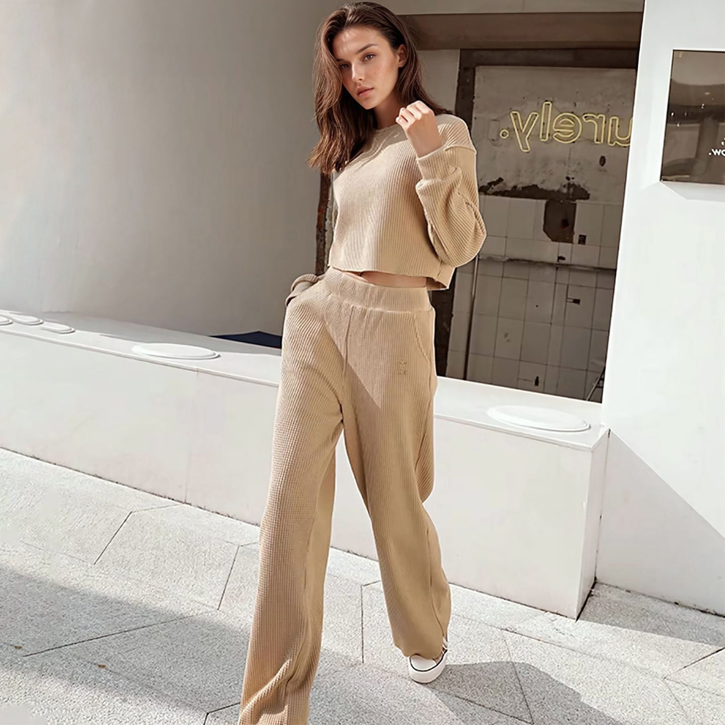 Waffle CozyFlex Wide-Leg Pants