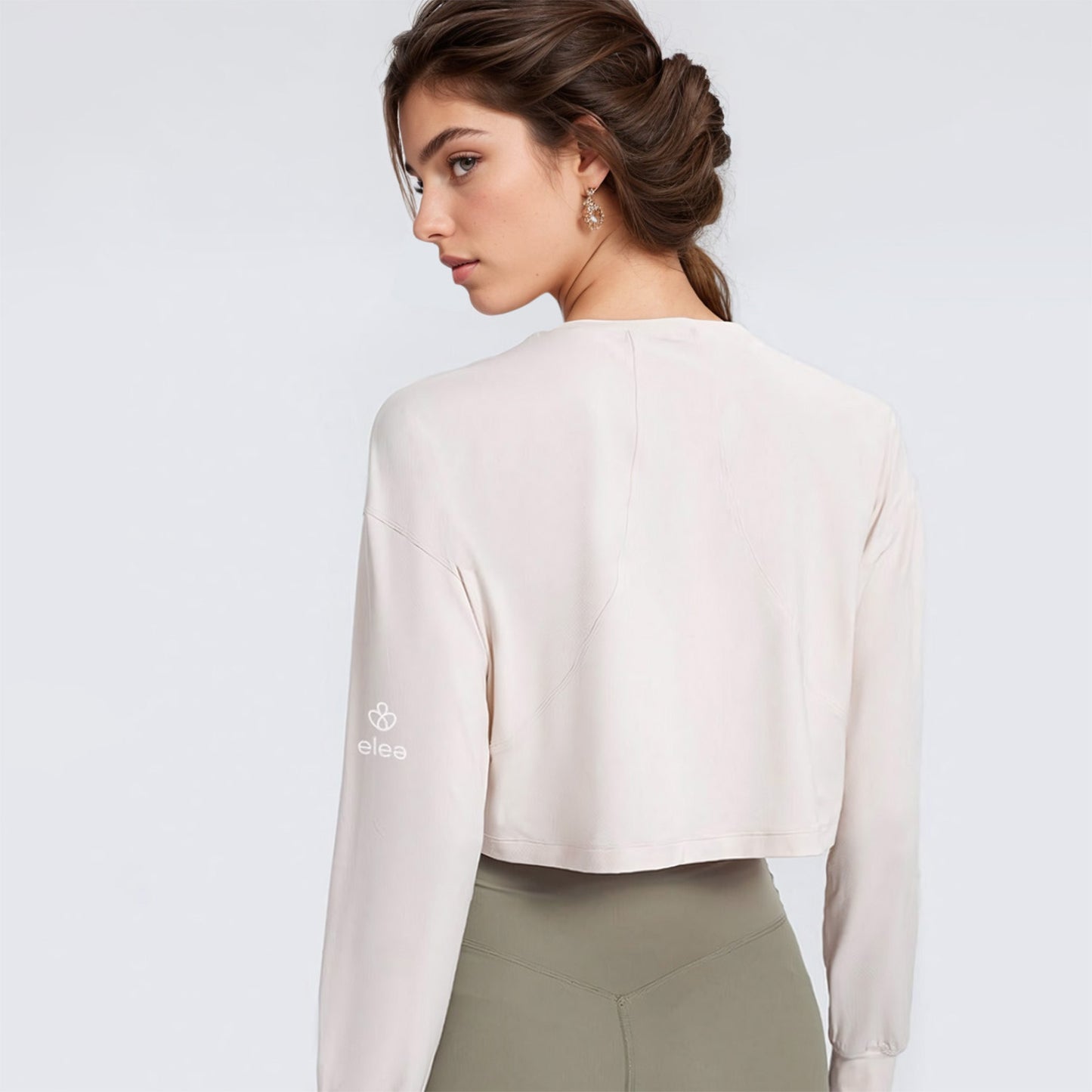 Jacquard Crop Long Sleeve Crop T-shirt